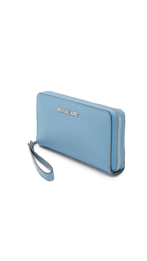 michael kors sky blue wallet|Michael Kors Wallet with strap.